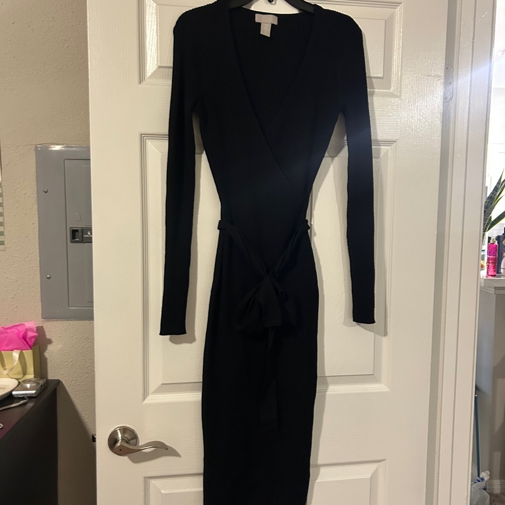 H&M Black Long Sleeve Wrap Dress